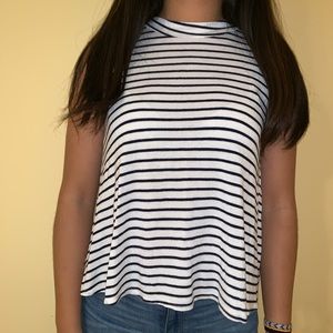Mock neck striped tank